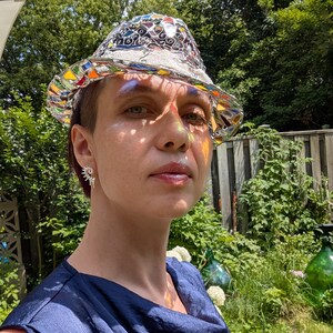 Stained glass fedora hat, unique colorful statement piece, wearable art image 19