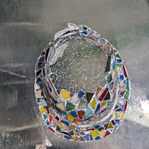 Stained glass fedora hat, unique colorful statement piece, wearable art image 14