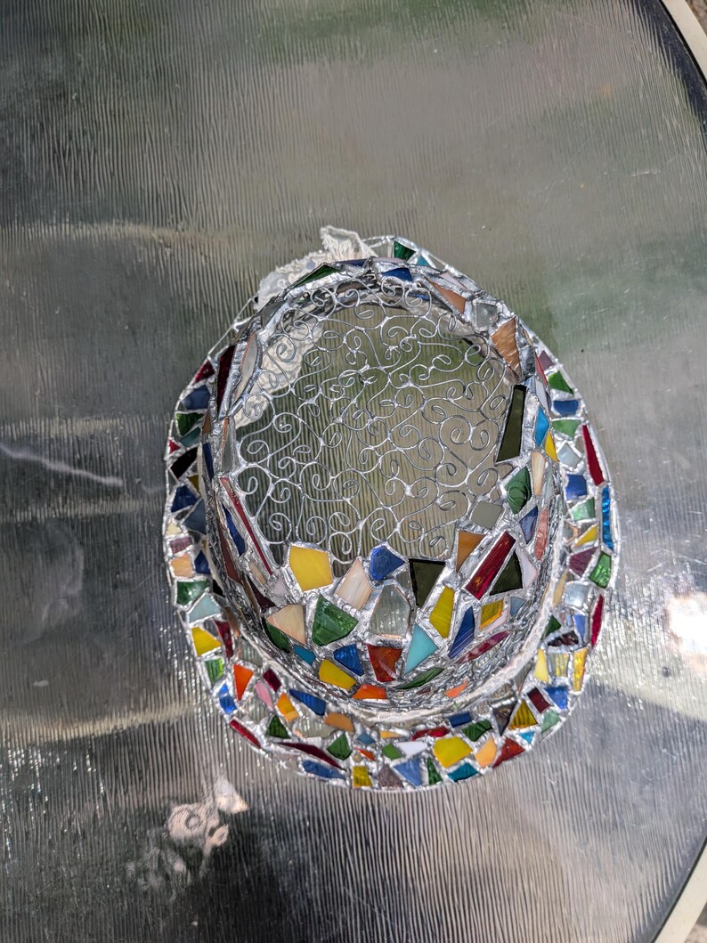 Stained glass fedora hat, unique colorful statement piece, wearable art image 14