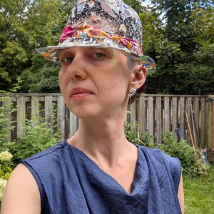 Stained glass fedora hat, unique colorful statement piece, wearable art image 10