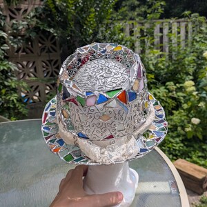 Stained glass fedora hat, unique colorful statement piece, wearable art image 12