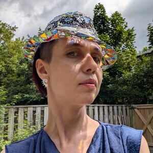 Stained glass fedora hat, unique colorful statement piece, wearable art image 15