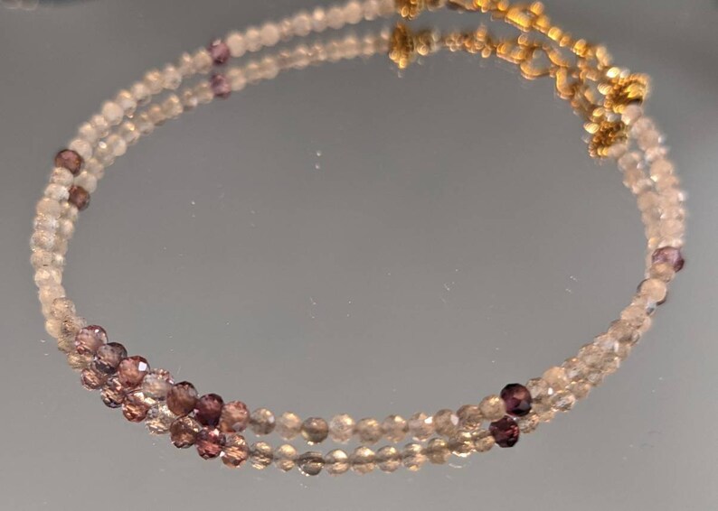 Delicate Bracelet set of 3 beautiful Multi color 2.3mm Spinels pink topaz and labradorite gemstones