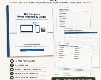 The Complete Home Technology Binder | Printable Home IT Organizer, Troubleshooting Guide