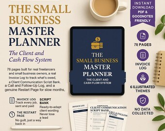 Small Business Planner PDF | Freelancer Planner | Invoice Log | 6 Themes | Undated | Digital Download