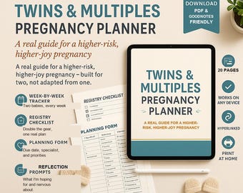 Twins & Multiples Pregnancy Planner PDF | Undated | Clickable Navigation | GoodNotes Any Device | Twin Mom Gift