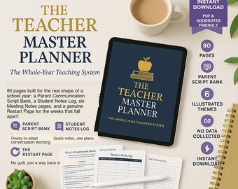 Teacher Master Planner PDF | Parent Script Bank & Meeting Notes | Undated | GoodNotes Any Device