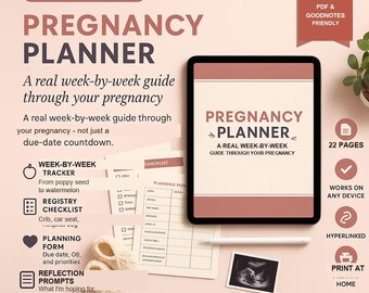 Pregnancy Planner Week by Week PDF | Undated | Clickable Navigation | GoodNotes Any Device | Expecting Mom Gift