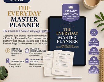 Everyday Master Planner PDF | Digital Planner with Restart Page & Planning Quiz | Undated | GoodNotes Any Device