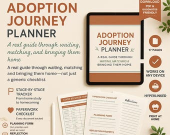 Adoption Journey Planner PDF | Undated | Clickable Navigation | GoodNotes Any Device | Adoptive Parent Gift