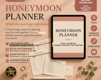 Honeymoon Planner PDF | Undated | Clickable Navigation | GoodNotes Any Device | Honeymoon Gift, Instant Download