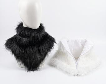 Faux Fur Tippet, Adjustable Fur Neck Scarf, Furry Cosplay Costume Accessory, Winter Warm Shawl