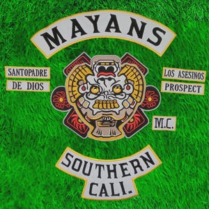 Mayans Southern Cali MC 35 cm Iron On Embroidered Biker Patch Set