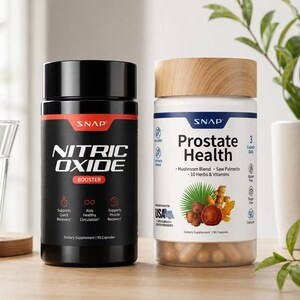 Snap Supplements Booster d'oxyde nitrique + Suppléments pour la santé de la prostate pour hommes, circulation, endurance et soutien urinaire, 60 + 90 gélules