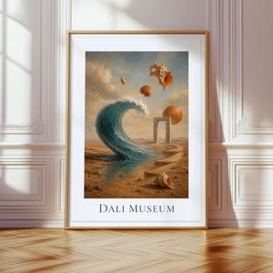 Surreal Ocean Poster, Desert Wave Wall Art, Floating Shells Printable Digital Download