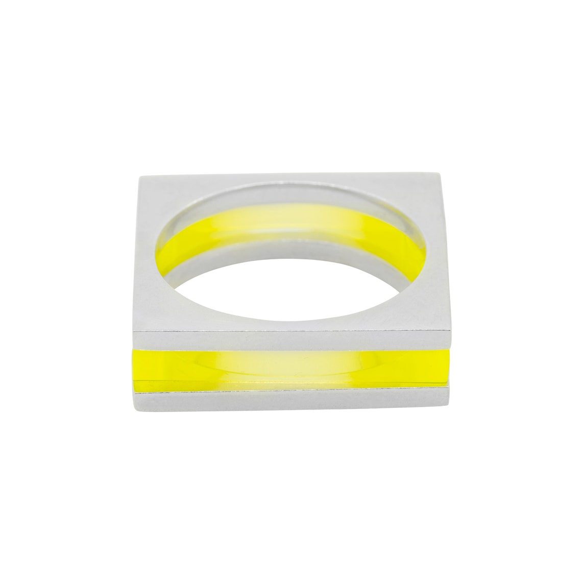 Stackable Square Rings Stackable Square Rings Geometric Square Silver Rings Colourful Acrylic ...