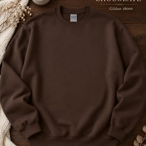 Dark Chocolate Gildan 18000 Blank Sweatshirt, Unisex Heavy Blend Crewneck, Plain Pullover, Solid Color Fleece Sweater, Cozy Minimal Top