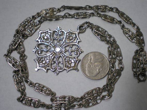 Vintage 800 Silver Coppini Maltese Cross Pendant … - image 2