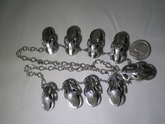 Vintage Sterling Silver Leaf Motif Bold Necklace … - image 2