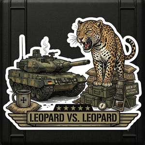 Tactische Leopard vs. Militaire Leopard Tank Sticker (Digitale Download)
