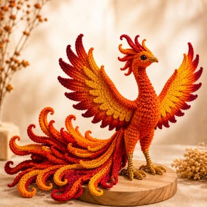 Patrón de amigurumi de Phoenix Rising en PDF / Tutorial de peluche del mítico Ave Fénix / Descarga digital instantánea