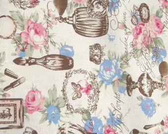 Tessuto per flaconi di profumo, tessuto di cotone, tessuto tagliato su misura, tessuto di cotone stile vintage, tessuto di cotone floreale, tessuto con farfalle