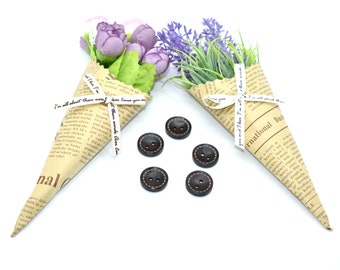 Round Wood Buttons, Dark Brown Wood Buttons, 20Pcs Brown Wood Buttons 5/8", Sewing Supplies, Wood Buttons, Wooden Buttons