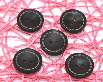20 Pcs Brown Wood Buttons 1", Wooden Buttons, Brown Buttons, Round Wood Buttons, Round Buttons, Dark Brown Wooden Buttons