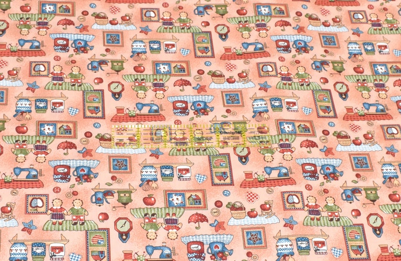 Country Style Cotton Fabric, Raggedy Ann and Andy Fabric, Kitchen Theme