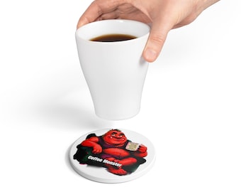 Funny Ceramic Coaster | Busy Doing Nothing | Cute Monster Coffee Coaster | Office Desk Gift | Housewarming Gift