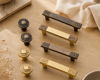 Solid Brass Furniture Handle, Vintage Drawer Pull, Gold Wardrobe Accessory, Modern Home Upgrade
