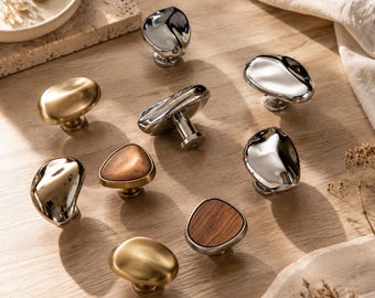 Pebble Furniture Knob, Luxury Silver Drawer Hardware, French Modern Cabinet Accessory, Home Upgrade