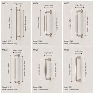 Titanium Silver Zinc Alloy Cabinet Handles, French Modern Furniture Hardware, Kitchen Drawer Pulls image 9