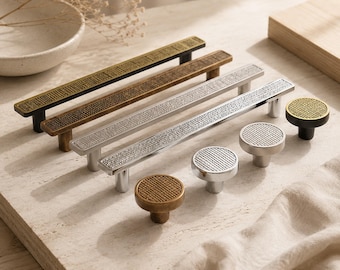 Vintage Grid Cabinet Handles, Modern Drawer Pulls, Chinese Style Cabinet Pulls, Textured Wardrobe Handles