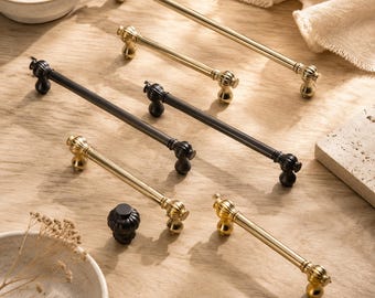Nordic Pumpkin Furniture Handle, Gold Drawer Accessory, Black Wardrobe Pull, Minimal Home Decor
