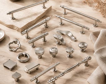 French Silver Furniture Handle, Titanium Finish Drawer Hardware, Minimal Cabinet Accessory, Modern Wardrobe Decor, Home Upgrade