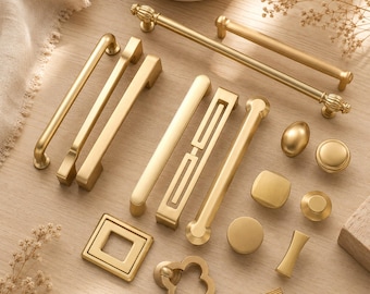 Gold Cabinet Handles,  Modern Furniture Hardware, French Kitchen Cabinet Handles, Minimalist Wardrobe Door Pulls, Brass Decor