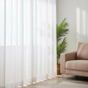 Sheer tulle curtain panel, linen blend window sheer, bedroom living room drapery, lightweight translucent