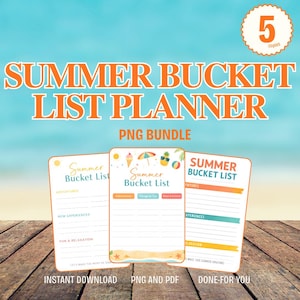 Sommer-Bucket-List-Planer (PDF/PNG) | Sommer-Abenteuertagebuch | Checkliste für Reiseziele | Saisonale To-do-Liste für Paare und beste Freundinnen | Sofort-Download