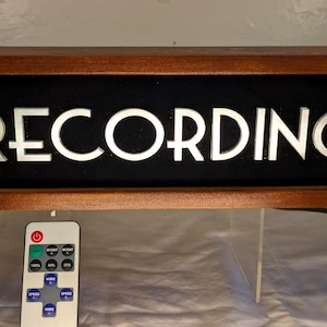 Art Deco Studio Warning Light: Handmade Hardwood, Remote Included