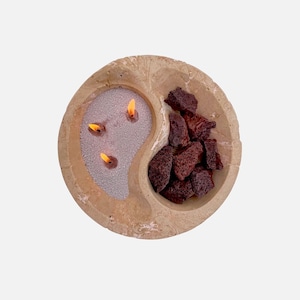 Concrete Shell Candle Bowl, Granulated Wax Sand, Volcanic Lava Diffuser, Incense Holder