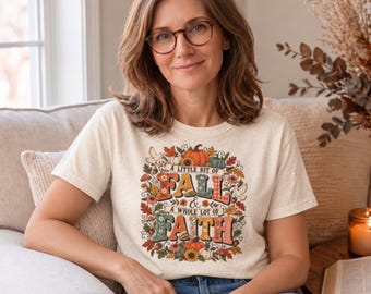 A Little Bit of Fall T-Shirt | Pumpkin Leaves Autumn Design