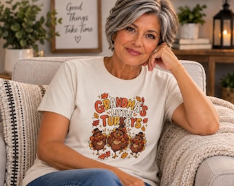 Grandma's Little Turkeys T-Shirt | Thanksgiving kids turkey design