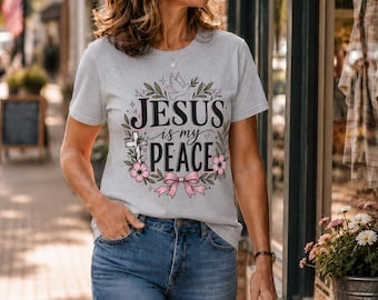 Jesus Is My Peace T-Shirt | Dove Floral Faith Design
