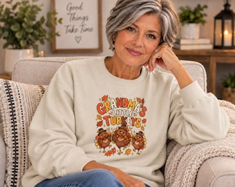 Grandma's Little Turkeys Sweatshirt | Thanksgiving Turkey Family Design