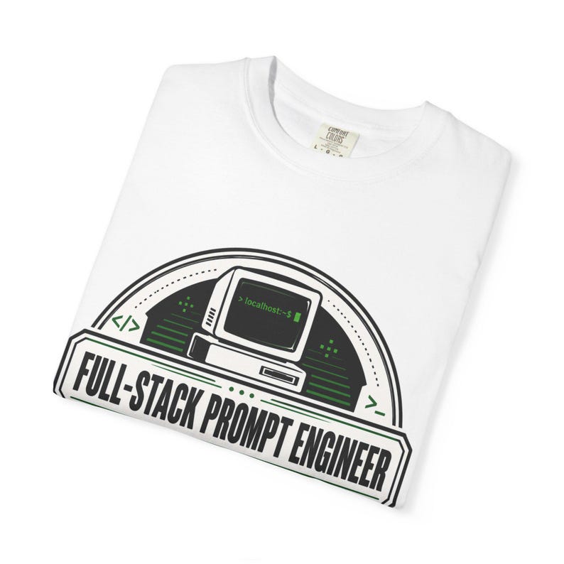 Full-Stack Prompt Engineer Professional T-Shirt | Retro Computer Abzeichen Bild 5