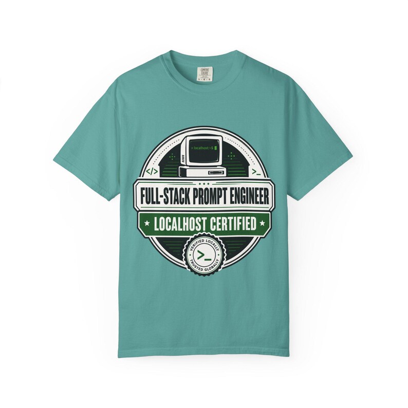 Full-Stack Prompt Engineer Professional T-Shirt | Retro Computer Abzeichen Bild 9