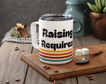 Heben von Jungen erfordert echten Kaffee Thermobecher | Lustiges Geschenk für Jungen-Mama | Mom of Boys Kaffeetasse