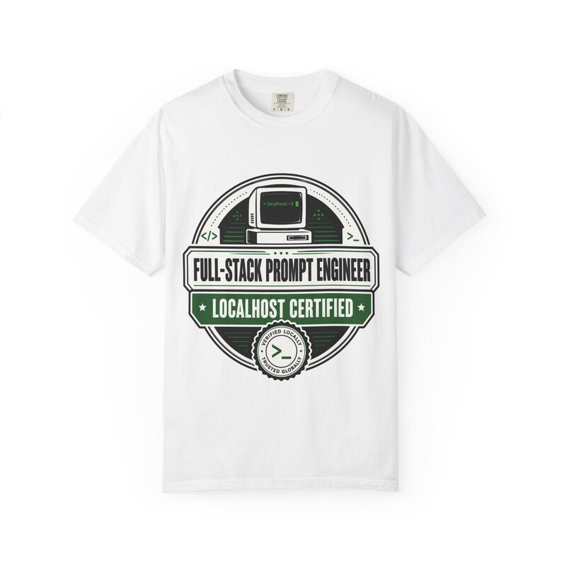 Full-Stack Prompt Engineer Professional T-Shirt | Retro Computer Abzeichen Bild 4
