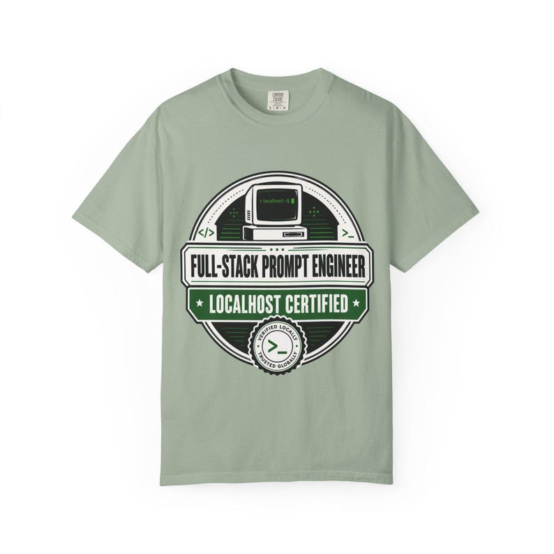 Full-Stack Prompt Engineer Professional T-Shirt | Retro Computer Abzeichen Bild 7